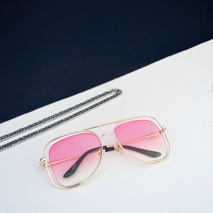 Uni-Sex Desperado - Metallic Aviator Sunglasses - Pink