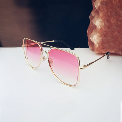 Uni-Sex Desperado - Metallic Aviator Sunglasses - Pink