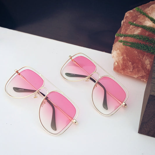 Uni-Sex Desperado - Metallic Aviator Sunglasses - Pink