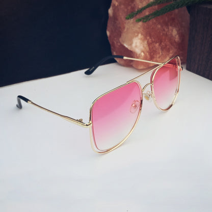 Uni-Sex Desperado - Metallic Aviator Sunglasses - Pink