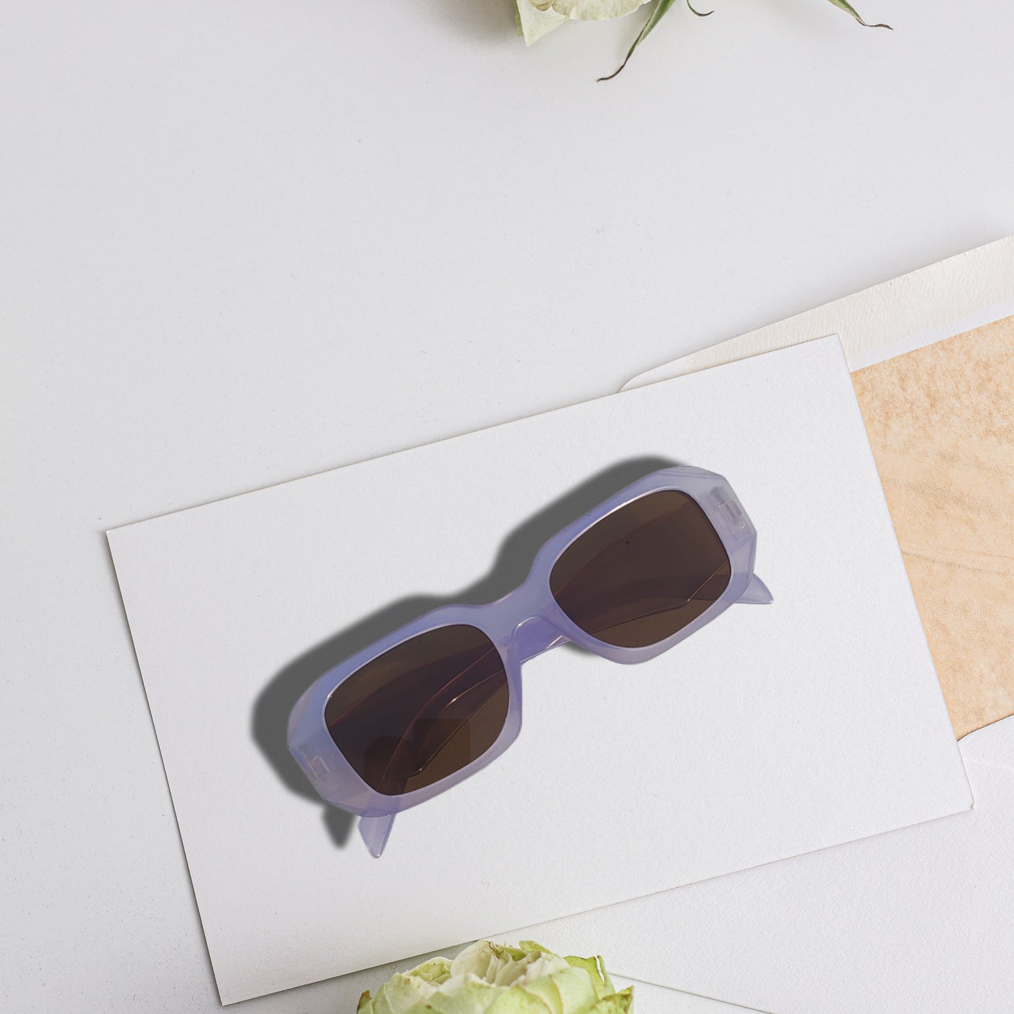 Uni-Sex Diamond Prime - Acetate Sunglasses - Off-white - Purplish Blue