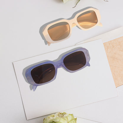 Uni-Sex Diamond Prime - Acetate Sunglasses - Off-white - Purplish Blue